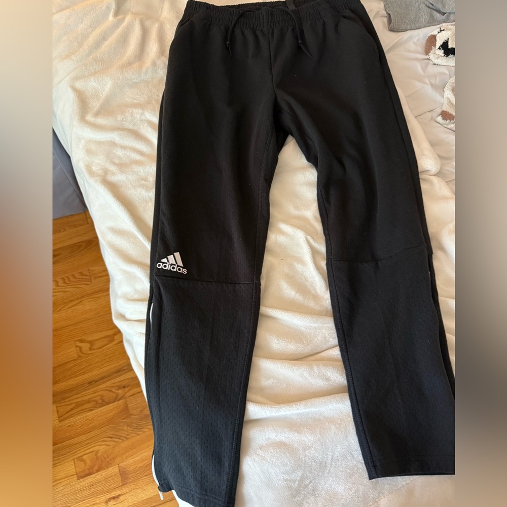adidas Black Track Pants with White Logo